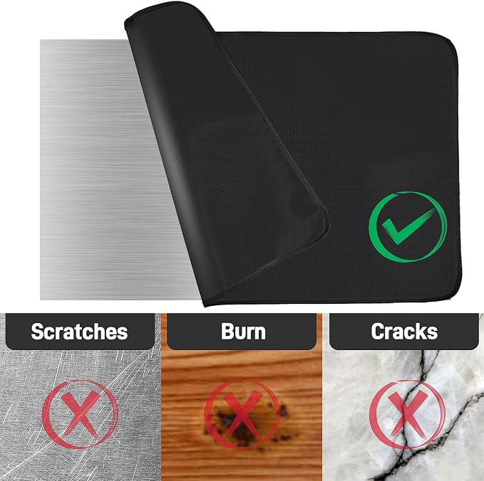 25 x 19.5in Heat Resistant Grill Mats for Outdoor Grill to Protect Your Prep Table and Outdoor Grill Table - Fire Proof & Water Proof & Oil Proof BBQ Mat - Black (0.6mm)