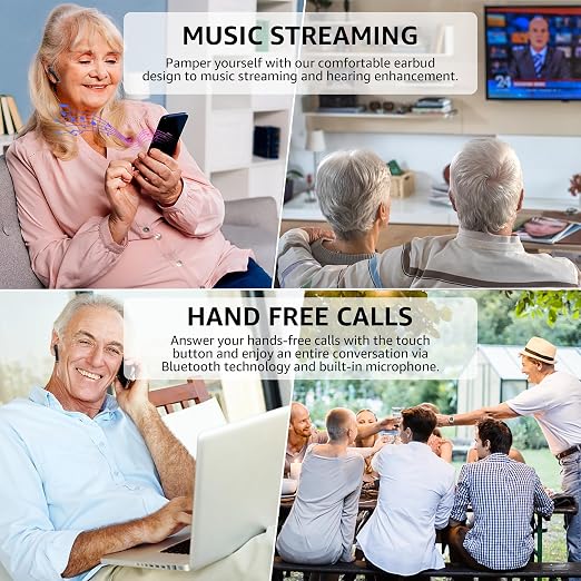 Ture Hearing Aids with Bluetooth(Not Amplifiers), Bluetooth Hearing Aids for Seniors, OTC Rechargeable Hearing Aids with Noise Cancelling, Small Hearing Aids for Adults Nano Earbuds
