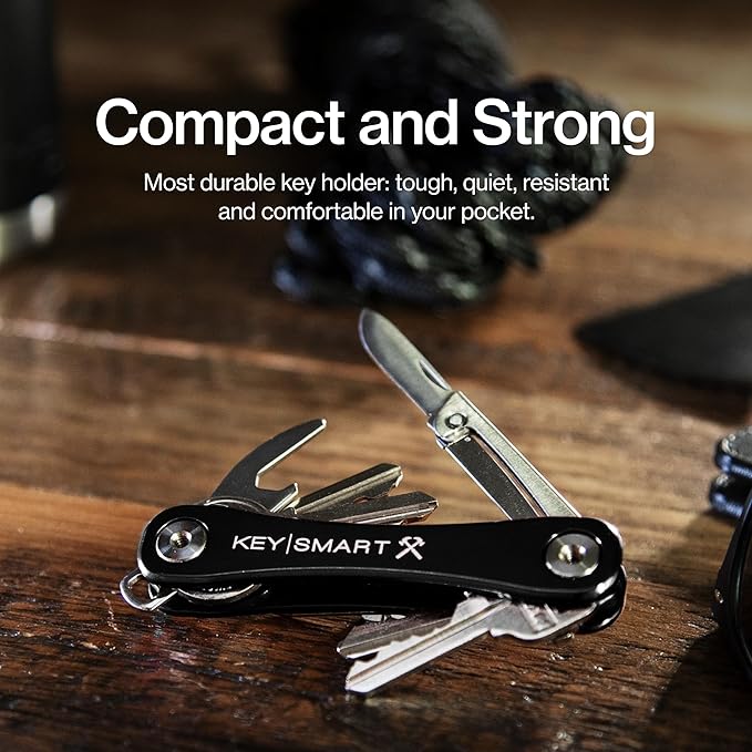 KeySmart Rugged Keychain Multitool Key Holder, Up to 14 Keys | Key Organizer for EDC. Expandable, Durable Build, Reduces Key Chain Bulk & Jingle, Pocket Clip & Bottle Opener Included