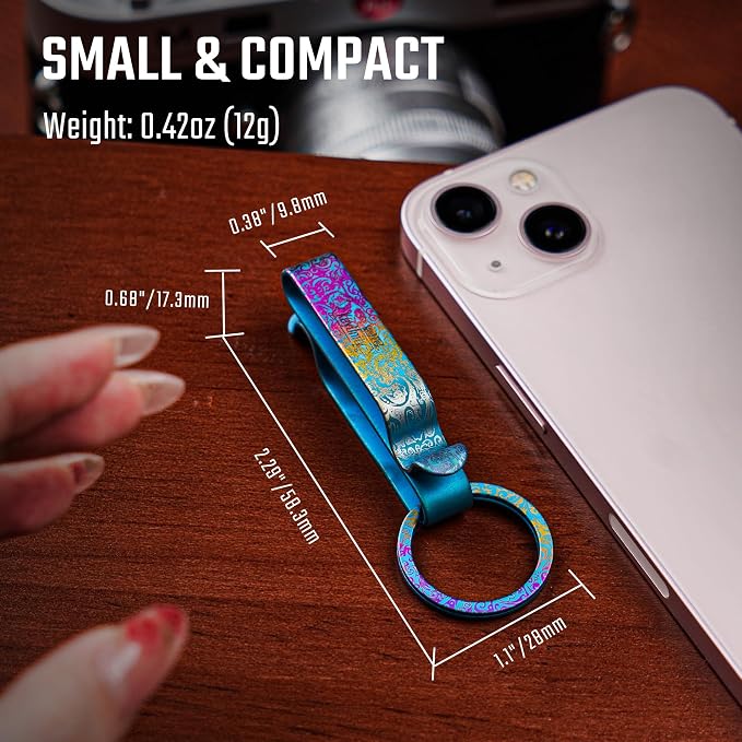 KeyUnity KM00 Titanium Belt Loop Keychain Clip Double Side Quick Release Key Holder with Detachable Key Ring