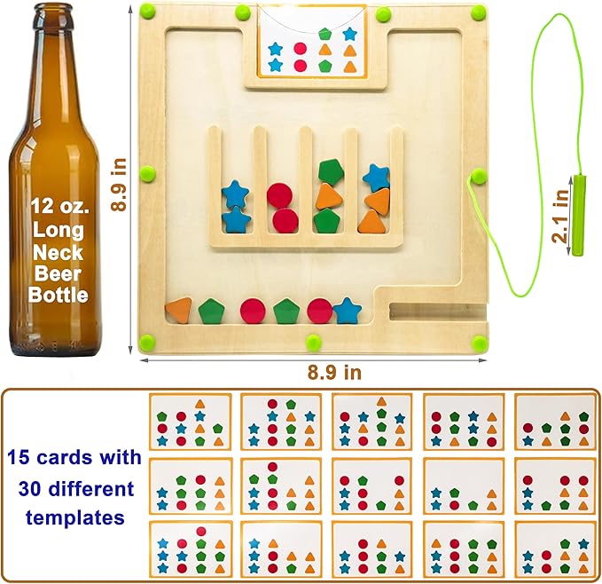 Magnetic Activities for Dementia Patients, Colorful Shape Matching Alzheimers Products for Elderly, Memory Care Activities for Seniors, Tile Cognitive Game Puzzles Fidget Board Gadgets Gifts