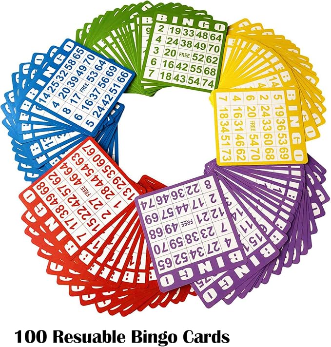 Yuanhe Deluxe Bingo Game Set - Includes 8" Metal Rotar Cage with Big Storage Bag,1000 Colorful Chips,100 Bingo Cards,75 Colored Balls and Masterboard, Great for Large Groups
