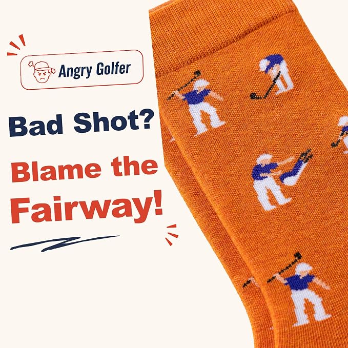 Funny Golf Gifts Socks for Men, Golf Accessories, Size 8-13 Gift Box & Card | Golf gifts for men, soft breathable crew socks, funny gift idea for birthdays, holidays, coworkers, husbands, or golf lovers