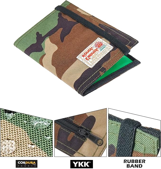 Rough Enough Passport Holder, Family Travel Wallet for Holiday, Camo | Holds 2 Passports & 3 Cards, Water-Resistant Cordura, YKK Zipper, Slim Lightweight Design, for Travel Documents Accessories