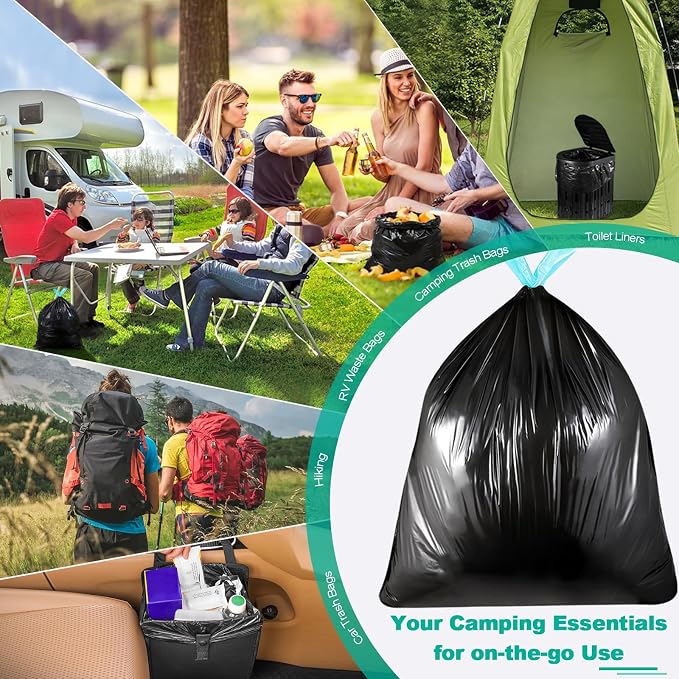 Lemon 50 Portable Toilet Bags with 50 Poo Gel Set, 8 Gallon Capacity | Camping Toilet Bags with Absorbent Gels Waste Bags, Portable Trash Bag for Camping Potty Rvs Travel