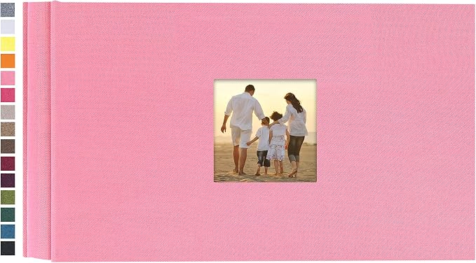 potricher Small Photo Album 4x6 100 Photos Linen Cover Picture Photo Book for Family Wedding Anniversary Baby Vacation (Pink,100 Pockets)