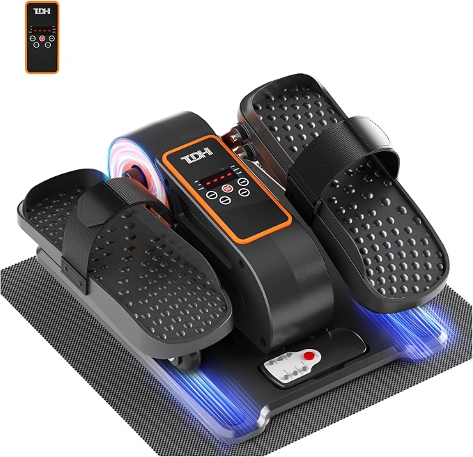 TDH Under Desk Elliptical Machine,Electric Leg Exerciser as Seen on Tv for Senior Adult,Portable Quiet Pedal Exerciser While Sitting with 12 Adjustable Speed Auto&HR Mode for Home Office