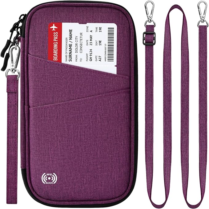 BKNOOU Passport Holder Family Rfid Blocking Travel Document Organizer,Travel Passport Wallet Waterproof Multiple Passport Holder for Traveling,Passport Organizer for Men Women