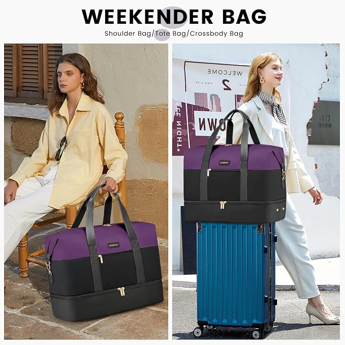 LOVEVOOK Weekender Bag for Women, Large Duffle Bag for Travel with 2 Packing Cubes, Carry on Overnight Bag with Shoe Compartment, Mom Hospital Bags for Labor and Delivery