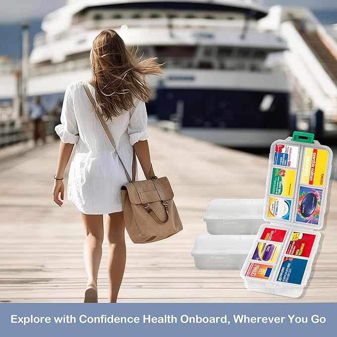 2026 New Extra Large Pill Box with Medicine Labels Travel Essentials Daily Med Container Mini Medication Organizer Storage Organizer Case 7 Day Pill Organizer(White)