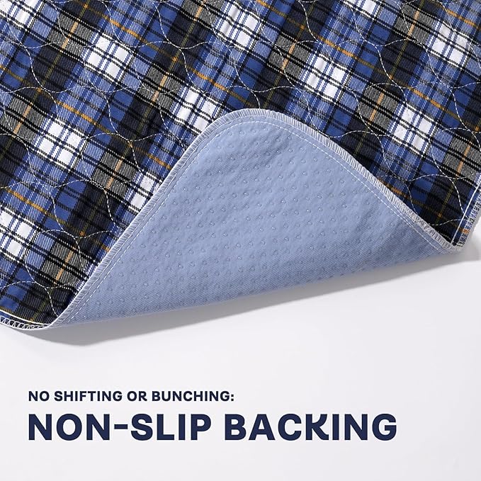 Washable Bed Pads, Non-Slip Bed Pads for Incontinence (36"" x 72"", 2 Pack) - Waterproof and Reusable Underpads for Adults, Kids, and Pets, Blue