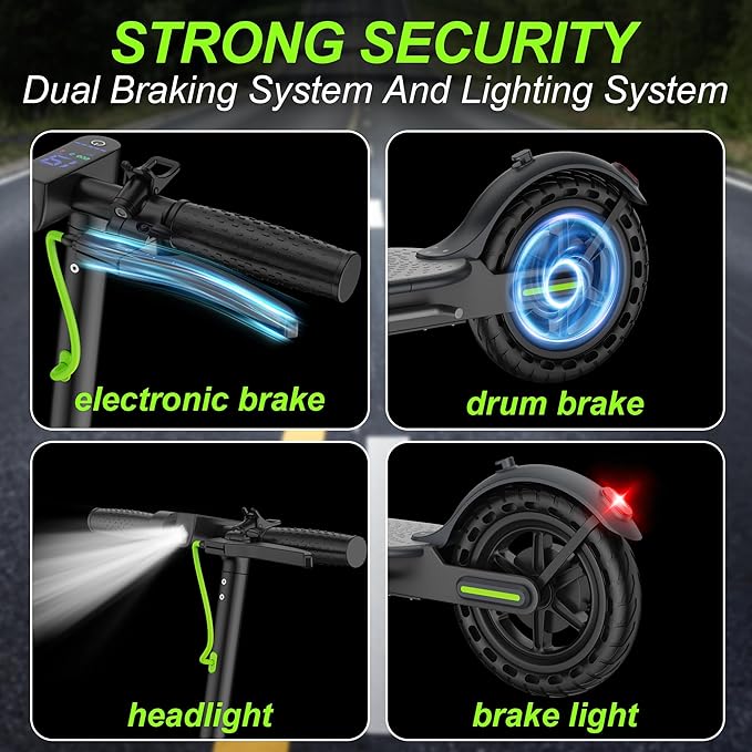 Electric Scooter for Adults, Folding E Scooter with 350W/500W Motor 16-24 Mph Top Speed, Max 15-60 Miles Long Range, 6.5''/8.5''/10''/14'' Solid Tires Commuting Scooters, Dual Brakes, APP