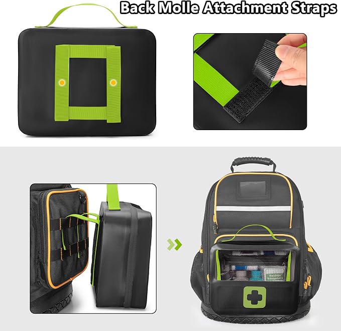 Marscamd Waterproof Empty First Aid Bag with a Detachable Panel | Small Medical Bag with Molle System, Green (Bag Only)