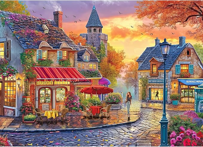 Puzzles for Adults 1000 Pieces,The Streets of Autumn Jigsaw Puzzle with 1:1 HD Poster, Perfect Interlocking No Dust, Stress Relief Ideal Gift for Family Games