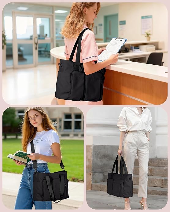 Marscamd Nurse Tote Bag with Crossbody Strap, 9-Pocket Clinical Bag for Nursing Students