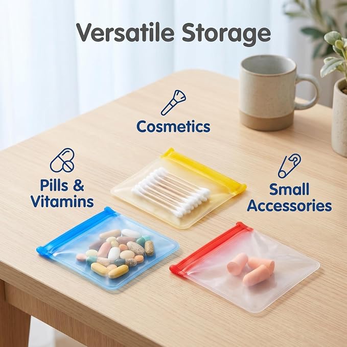 Self Sealing Medicine Bags, 2026 Waterproof Pill Pouch Set, Reusable Travel Pills Organizer for Medicine Vitamins Small Items, Self-Sealing Zipper Medicine Bags for Daily Use Use(14pcs)