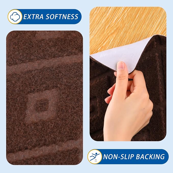 RIOLAND Non-Slip Carpet Stair Treads for Wooden Steps, 15 Pack Indoor Stair Runner with Reusable Adhesive Modern Anti Moving Safety Stair Rugs for Kids Dogs & Elders, 8" X 30", Rhombus Brown