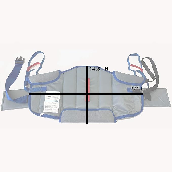 Patient Aid Padded Sit-to-Stand Patient Transfer Sling PASA1 with Back Support Padding and Assist Straps for Moving 90-135 lb Users, Works with Most Lifts - Patient Lift Sling - Stand Assist