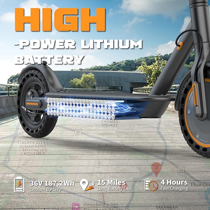 VOLPAM Electric Scooter, 350W/500W Powerful Motor, 8.5"/10" Solid Tires, 19/22Mph, 28/23/21/16 Miles Max Range, Dual Braking