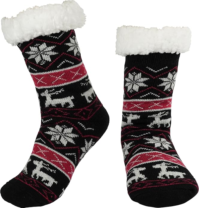 BenSorts Women Winter Thick Slipper Socks with Grippers Non Slip Warm Fuzzy Socks Christmas Gifts