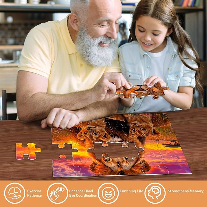 6 Packs 24 Piece Puzzle for Seniors, Alzheimer's & Dementia Activities, Easy Puzzle Alzheimer's Game, 6 Storage Bags