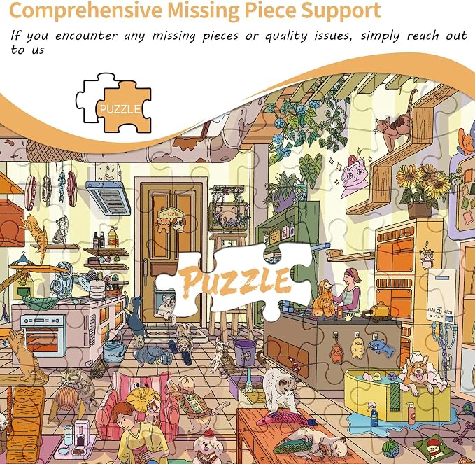 1000 Piece Jigsaw Puzzles for Adults,Pet Paradise Puzzle with 1:1 HD Poster, Precise Interlocking, Letter Markings on Back, Dust-Free, Stress Relief & Ideal Family Game Gift