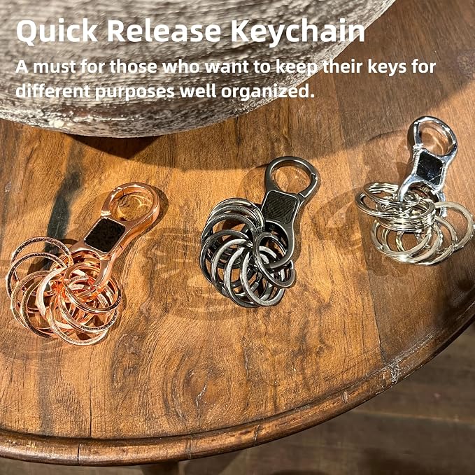 DAYGOS Key Chain, Quick Release Car Keychain with 8 Key Rings for Men | Heavy Duty, Easy Detachable Keychains Organizer, Portable Multi Key Ring Clip with Spring Hooks