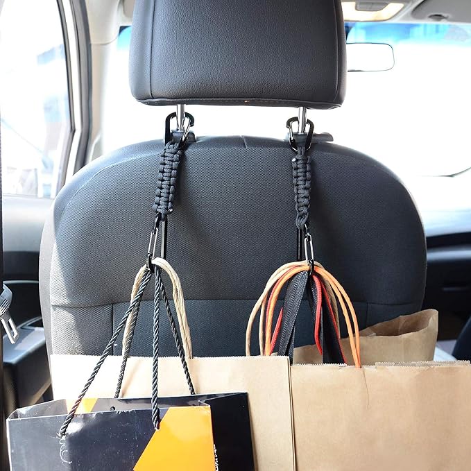 BRAVESHINE Paracord Keychain Carabiner Clip | D Ring Hanger Lanyard Hook | 7.3inch Long | for Stroller, Water Bottle, Key, Backpacks, Men, Women, Luggage, Car Seat Headrest, Fence, Bag Charms