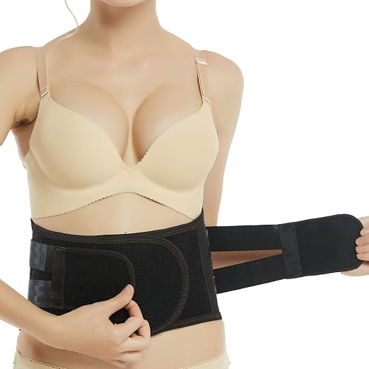 NeoTech Care Back Belt Support for Men or Women - Breathable & Adjustable Lower Back Brace - Double Pull Compression Straps (Black, Size XL)