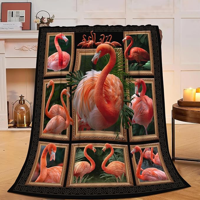 Yibuda Flamingo Blanket Bird Tropical Flannel Plush Throw Blanket Cozy Animal Decor Fleece Stuff Blanket Gifts for Lover Girls Boys Kids Adults Women Bed Travel 60"x80"
