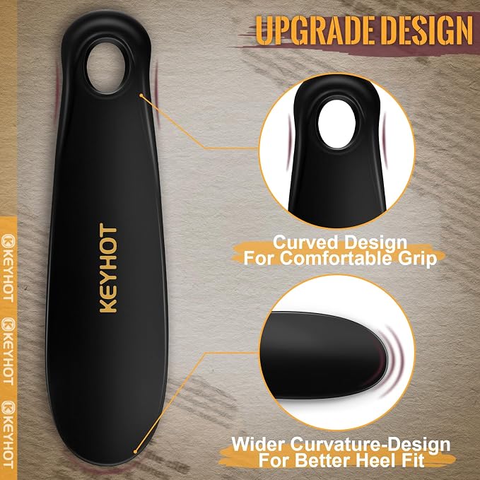 Plastic Shoe Horn 7.3 Inch, Travel Size Shoe Horn for Kids Women Men Seniors | Portable Mini Shoehorn, Short Shoe Spoon, Small Compact Lightweight Wear Shoes Helper (1PC Black)