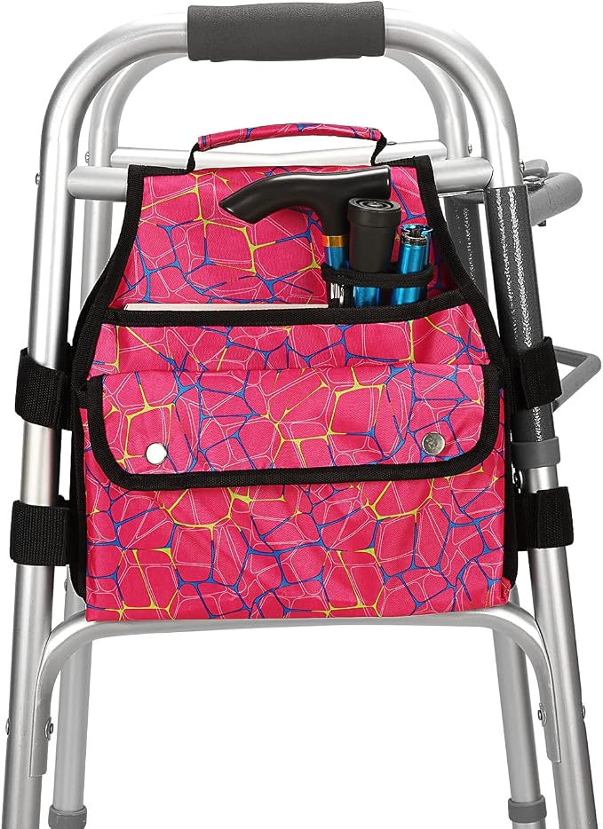 supregear Side Walker Bag, Walker Accessories Bag w/Cup Holder, Folding Walker Basket Waterproof Walker Organizer Caddy Pouch for Most Walker with Side Bar for Seniors, Elderly, Double Sided