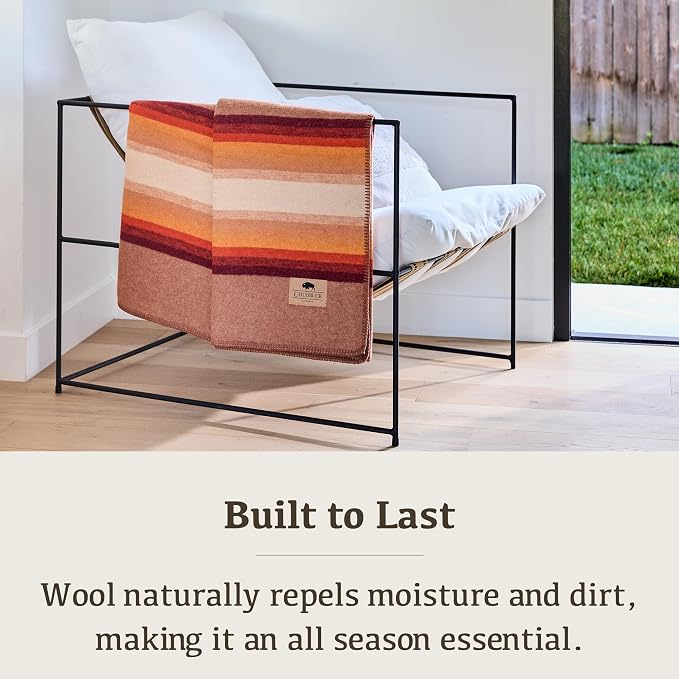 Chubbuck 100% Wool Blanket Camping (60" x 84") - Large Warm Blankets for Camping, Emergency, Outdoor Concerts and Home Use - Fire Retardant Blanket, Soft and Warm Blankets for Winter (Bronco)