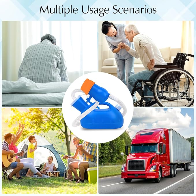 Portable Urinals for Men Spill Proof, OOCOME Upgrade Male Urinal Bottle Spill Proof for Seniors, Bedside Urinal with Soft Funnel & Long Hose, for Hospital Wheelchair Bedridden Car and Travel Use