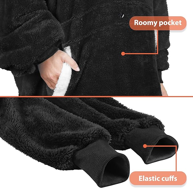 Catalonia Oversized Blanket Hoodie Sweatshirt, Wearable Sherpa Lounging Pullover for Adults Women Men