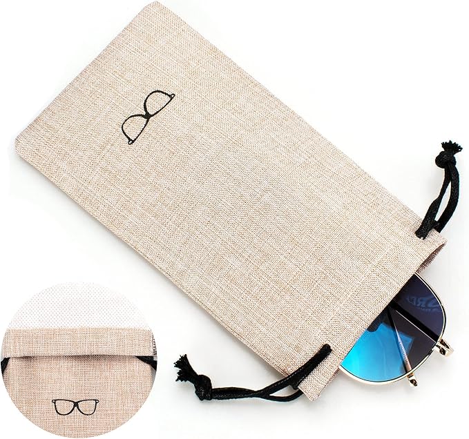 Vemiss Hard Shell Sunglasses Case, Large Linen Fabric Protective Glasses Case for Men Women