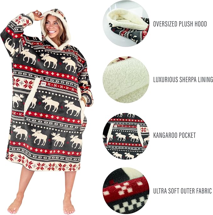 LazyOne Oversized Blanket Hoodie, Oversized Hoodies for Women and Men, One Size Fits All Wearable Blankets