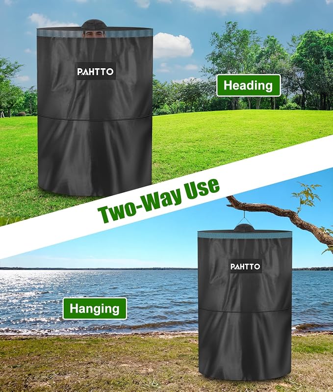 Portable Camping Toilet, Foldable Toilet for Adults with Detachable Phone Shelf and Toilet Paper Holder, Waterproof Porta Potty with Lid for Camping, Hiking, RV Travel, Road Trips