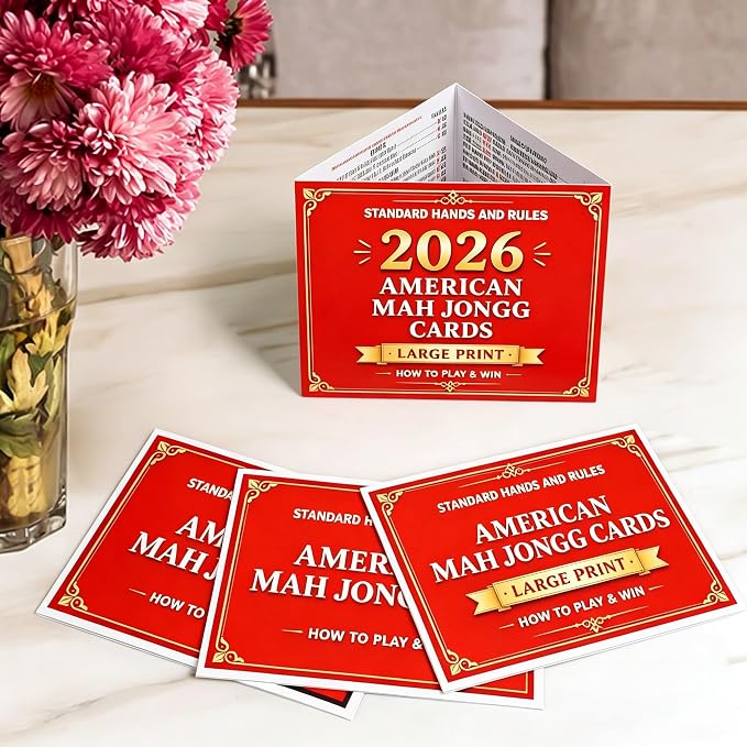 American Mahjong Cards 2026 Official Mahjong League Card, Jumbo Clear Print, Improve Memory & Focus, Brain Exercise for Seniors, Stress Relief Social Game, Perfect for Game Night Rack, Set of 4