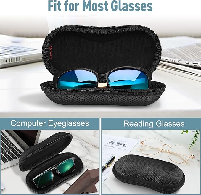 FINTIE Sunglasses Case, Hard EVA Shell Shockproof Sport Glasses Case with Metal Carabiner Travel Zipper Eyeglasses Holder