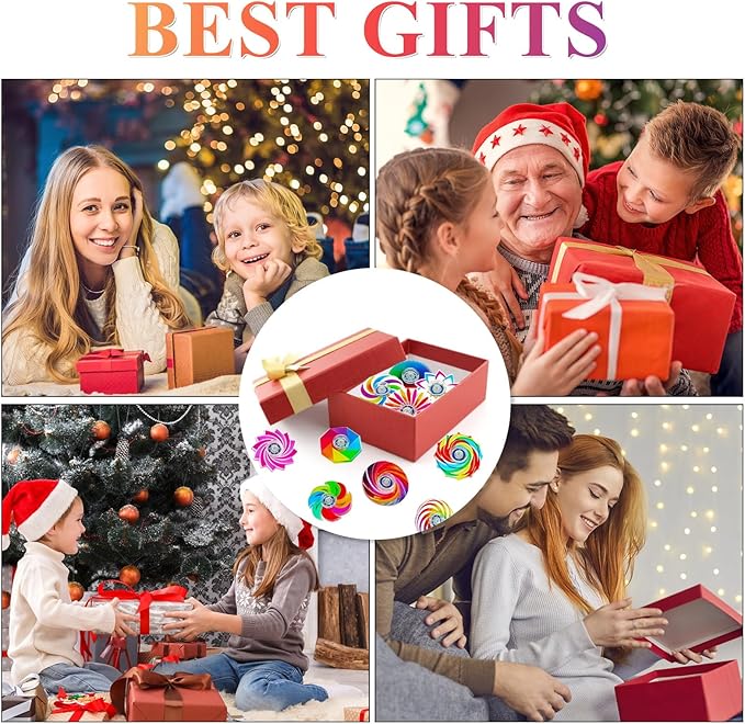 60 Pack Mini Fidget Spinners - Bulk Party Favors, Classroom Prizes, Goodie Bag Stuffers, Stress Relief Sensory Toys for Kids, Teens, Adults - Assorted Colors