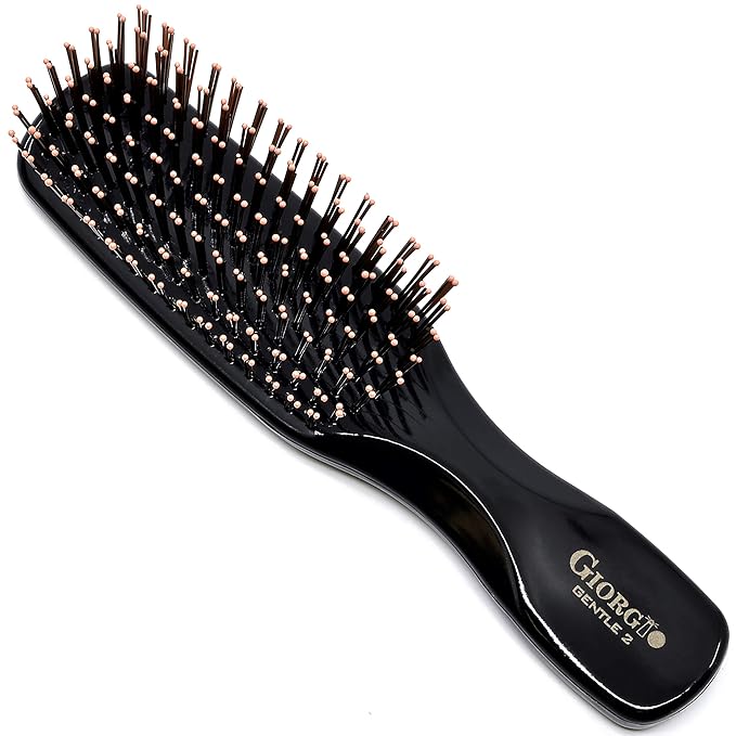 Giorgio Gentle Mini Hair Brush for Men - Dual Length Bristles for Fine and Thick Hair, Scalp Massager, Detangler, and Travel Brush