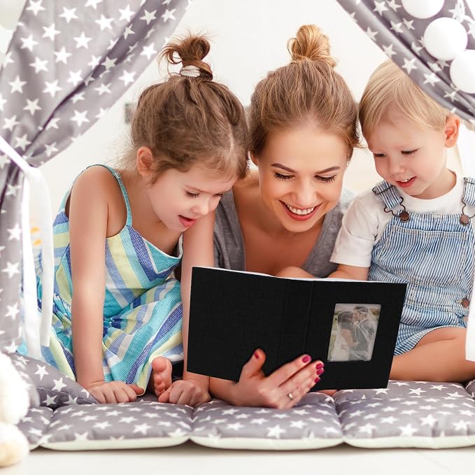 vivinin 2 Pack Photo Album 4x6, Linen Cover Photo Book, Small Photo Album Book for 36 Pockets Hold 72 Pictures, Picture Book for Photos Family Anniversaries Baby Vacations（black）