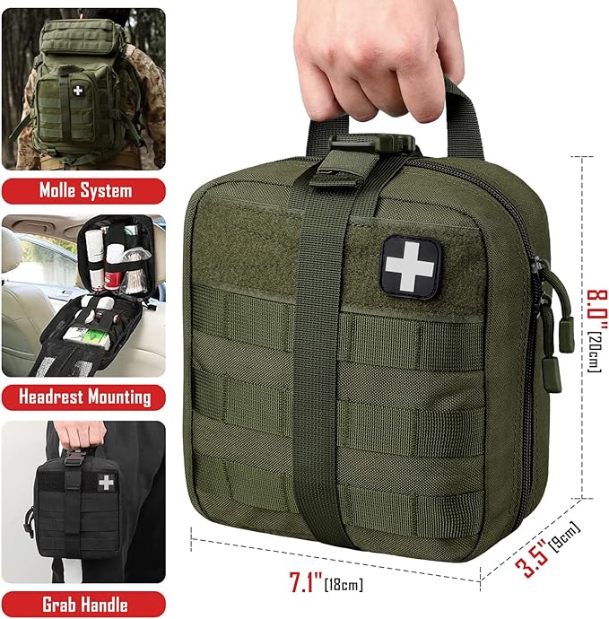 LIVANS 1000D First Aid Bag Empty, Medical Ifak Pouch for Emergency & EMT | Molle Compatible, Rip-Away & Quick-Release Design, Versatile for Tactical, Camping, Hiking and Travel
