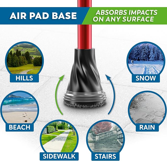 HONEYBULL Walking Cane for Men & Women – Foldable, Adjustable, Lightweight Cane with Air Cushion Tip for Stability & Ergonomic Grip, Heavy Duty Walking Sticks for Seniors
