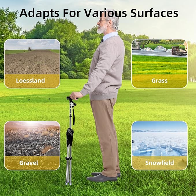 Folding Walking Cane with Seat for Seniors Adults,Lightweight Height Adjustment Cane Seat,Supports Up to 220lbs Crutch Chair,Anti-Slip Cane Chair Walking Stick for Camping,Black,1 Set