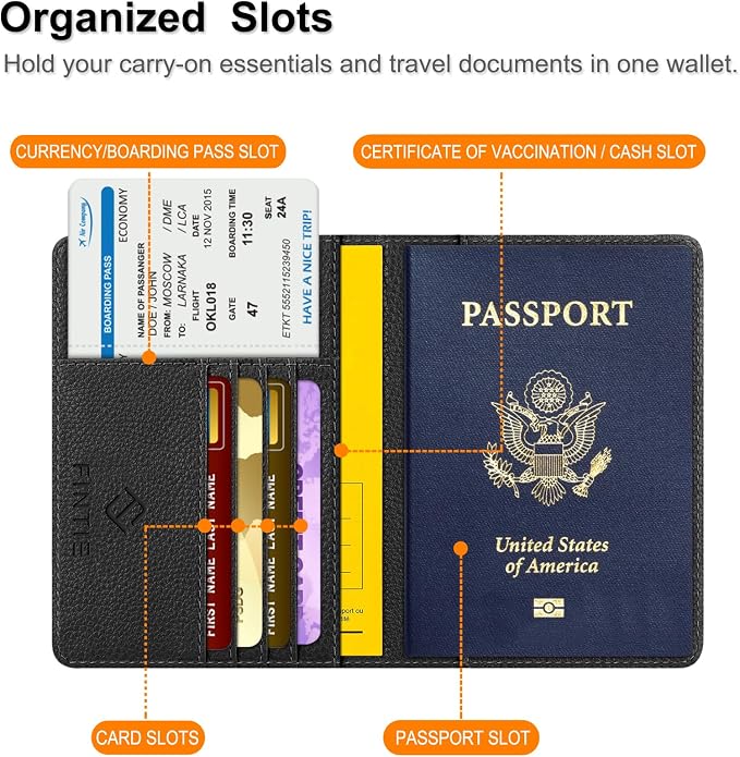 FINTIE Passport Holder, Slim Travel Wallet RFID Blocking Card Case Cover | Passport Cover Protector Essentials with Credit Card Slots, For Women/Men