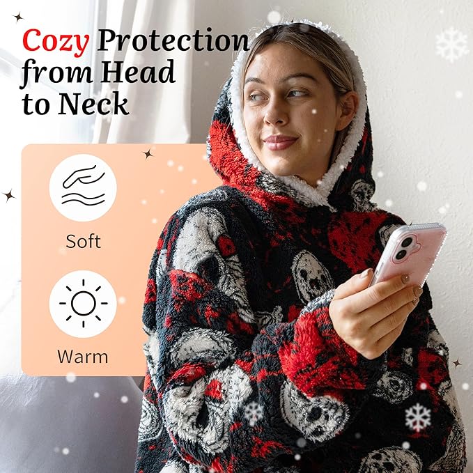Blanket Hoodie, Long Hooded Blanket Sweatshirt as Birthday Gifts for Women Men, Long Wearable Blanket for Women Men.
