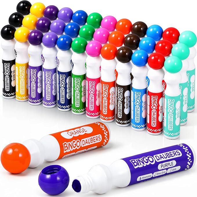 Crtiin 36 Pack Mixed Colors Set of Bingo Daubers Bingo Dabbers Dot Markers Bulk Paint Dotters Craft Ideal for Art and Crafts Painting Supplies Drawing Coloring Class Pre School Adult Gift (12 Colors)