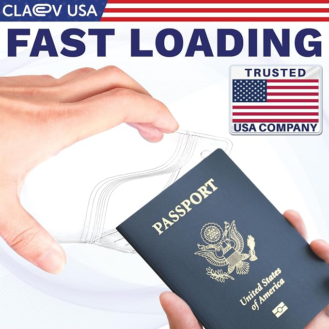 Claev - Vertical 4x6 Passport & Card Holders - Extra Large, 100 Pack | Bulk clear waterproof ID badge holders, fits 4 x 6 insert cards with fast seal for travel, conferences, conventions & events
